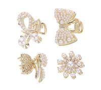 VALICLUD Set 4 Pezzi Pezzi Piccole Mollette Per Chioma Perle e Strass Accessorio Per Chioma Donna Elegante e Resistente Fermagli Per Piccoli Per Acconciature Quotidiane e Regali