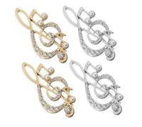 VALICLUD Set 4 Pezzi Spille Note Musicali Strass in Lega di Zinco, Design Elegante e Raffinato, Accessorio Versatile per Giacche e Maglioni Durante Feste e Compleanni