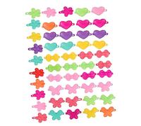 VALICLUD Set 50 Pezzi Fermagli Per Chioma Per Bambine, Mollette Cartoon in Plastica Leggera, Decorazioni Per Chioma Colorate Cuore, Fiore, Fiocco e Farfalla, Accessori Per Feste e Uso Quotidiano