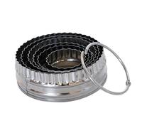 VALICLUD Set 6 Tagliabiscotti Circolari in Acciaio Inox con Bordi Scanalati e Lisci, Formine per Biscotti Rotondi per Uso Domestico e Professionale, Utensili da Cucina per Cottura Creativa