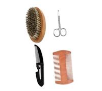 VALICLUD Set compatto con pettine in legno, forbici e spazzola in setole di cinghiale per baffi e folta peluria, kit portatile per toelettatura e pettinatura fine
