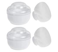 VALICLUD Set da 2 Piumini da Cipria con Scatola per Ragazzo Ragazza, Manico Ergonomico, Custodia Protettiva Bianca per Applicazione Uniforme di Talco su Corpo e Viso, per Cura Pelle Dopo