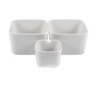 VALICLUD Set da 3 Vasi Quadrati in Ceramica Bianchi per Pittura Fai da Te Vasi da Fiori Drenaggio Decorazione per Giardino e Interni