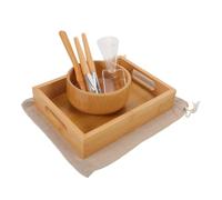 VALICLUD Set Da 7 Pezzi Per Mescolare Maschere Viso in Legno Naturale Pennello in Silicone Per Estetiste, Kit Di Ciotole e Pennelli Per Applicazione Uniformi Spa e Cura Pelle Domestica