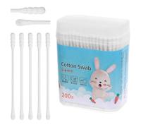 VALICLUD Set di 200 tamponi di cotone per bambini, punta rotonda naturale, per la pulizia di orecchie e naso, tamponi di cotone morbidi per la cura del bambino per neonati e bambini piccoli, 2 scatole