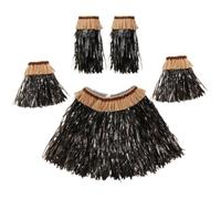 VALICLUD Set Gonna Hula Hawaiana 5 Pezzi Nero Leggero e Resistente Costume da Ballo Luau per Feste a Tema Tropicale Eventi in Spiaggia e Matrimoni
