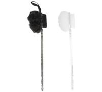 VALICLUD Spazzola Esfoliante per la Doccia 2 Pezzi Manico Lungo Luffa Detergente Profonda per Corpo Scrubber per la Schiena Uomo e Donna Design Ergonomico Bianco e Nero per Bagno e
