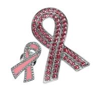 VALICLUD Spilla di Sensibilizzazione al Cancro al Seno in Lega Doppio Nastro Rosa e Bianco, Distintivo da Petto Femminile per Eventi di Consapevolezza e Supporto alla Salute delle Donne,