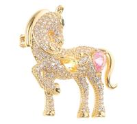 VALICLUD Spilla Forma di Cavallo da Corsa Strass Portafortuna Elegante per Abito Giacca Cappello Sciarpa Regalo per Festa Matrimonio Anno del Cavallo