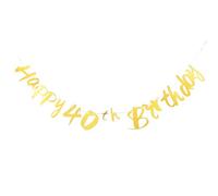 VALICLUD Striscione Compleanno Dorato Decorazione Festa Anniversario per Uomo Donna Banner Appeso Elegante per Addobbi Compleanno Accessorio Foto Divertente e Atmosfera