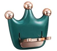 VALICLUD Supporto Asciugacapelli da Parete senza Fori Organizer a Forma di Corona Portasciugamani Compatto in Colore Verde Scuro per Bagno Camera da Letto e Toilette