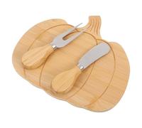VALICLUD Tagliere Zucca con Coltelli e Forchetta Vassoio Servizio Formaggi in Bamboo per Antipasti Autunnali Tavola Snack per Feste e Ringraziamento Design Salvaspazio e Versatile