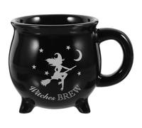 VALICLUD Tazza da Caffè per Halloween in Ceramica a Forma di Calderone Nero da 450ml con Manico Grande, Design Unico e Finitura Lucida a Casa al Ristorante