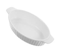 VALICLUD Teglia Forno in Ceramica Bianca a Forma Ellittica con Doppie Maniglie Pirofila Multiuso per Gratin Casseruole e Dolci Facile da Pulire e Resistente per Uso Domestico e