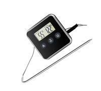 VALICLUD Termometro Digitale da Cucina con Timer e Allarme Temperatura Sensore in Acciaio Inossidabile per Carne e Pesce Strumento Preciso per Cottura e Contaminuti Cucina Multifunzionale