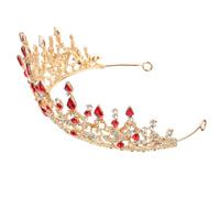 VALICLUD Tiara Nuziale Per Donne Nozze Diadema Principessa D'epoca Corone Da Cerimonia in Argento Accessori Per La Sposa Doccia Diadema Di Strass Rosso Lega