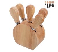 VALICLUD Utensili per Formaggio in Acciaio Inox Set Coltelli Supporto in Legno Portatile per Servire Formaggi e Salumi in Cucina e Durante Eventi