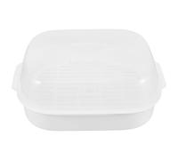 VALICLUD Vaporiera per Microonde Rettangolare Grande Capacità in Plastica Alimentare con Coperchio Trasparente, Pentola Fumante per Cottura a Vapore di Verdure, Pesce e Frutti di Mare,