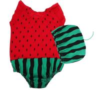 VALICLUD Vestito da Ragazzo Ragazza Ragazza Forma di Anguria Body Manica Corta in Cotone per Ragazzo Mesi Completo Estivo con Cappello per Gioco Sonno e Feste