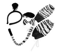 VALICLUD Zebra Party Accessory Set Elegant Animal Headband and Tail for Festivals Halloween and Dance Events Unique Costume Accessories