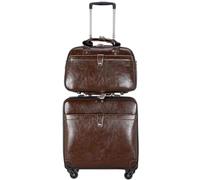 Valige Valigia Da 16 Pollici In Pelle PU Da Uomo, Valigia Da Lavoro, Ruote, Cabina, Password, Trolley, Borsa Da Viaggio Luggage(Black)
