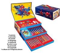 Valigetta 52pzz SPIDERMAN Colori tavolozza adesivi regalo bambino gioco MARVEL