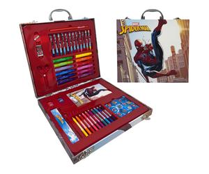 VALIGETTA 55 PEZZI SPIDERMAN MARVEL SCATOLA COLORI CANCELLERIA STICKERS BAMBINI