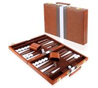Valigetta Backgammon 46x28cm Set Completo Portatile 2 Giocatori (Marrone)