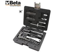 BETA BW 903E/C42 - Assortimento di 13 chiavi a bussola esagonali, 18 inserti per avvitatori, 4 chiavi maschio esagonale piegate e 7 accessori in cassetta di plastica