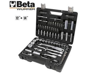 VALIGETTA CASSETTA 98 pezzi CHIAVI A BUSSOLA BUSSOLE CRICCHETTO 1/2" e 1/4" BETA