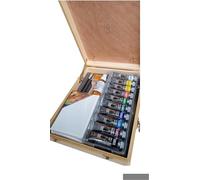 valigetta cavalletto in unica struttura in legno elegante - completa di colori professionali quali Maimeri, Daler, Dalu
