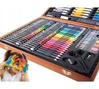 Valigetta Colori in Legno Pittore 150 Pezzi Assortiti Acquerelli Pennelli Disegn