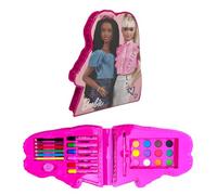 Valigetta colori per bambini, 26 pezzi, set da disegno, valigetta sagomata, acquerelli, pennarelli, pastelli, idea regalo (Barbie)