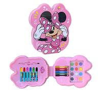 Valigetta colori per bambini, Minnie, Disney, 26 pezzi, set da disegno, valigetta sagomata, acquerelli, pennarelli, pastelli, idea regalo