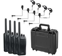 Valigetta con 4 Kenwood 3501 + 4 Micro auricolari Valigia ultra resistente + 4 ricetrasmittenti Kenwood KT-3501 + 4 microauricolari.