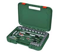 Set di cricchetto 1/2" + 1/4" con chiavi a bussola, 56 pezzi, chiave combinata verde