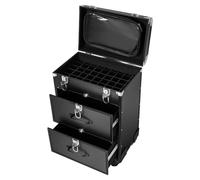 Valigetta cosmetica, 36 x 23 x 58 cm, grande trolley cosmetico con serrature, trousse con divisori, organizer per trucchi professionisti, parrucchieri, Nero , moderno