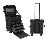 Valigetta cosmetica 4 in 1 trolley, professionale per trucchi da parrucchiere con rotelle, per trucchi rotanti, multivaligetta ideale per viaggi, parrucchieri, idea regalo, 38 x 29 x 42 cm, colore