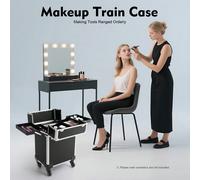 Valigetta cosmetica professionale in alluminio per trucco professionale e nail art, trolley per saloni di parrucchieri, beauty case con asta telescopica estensibile - ideale per truccatori, parrucchie