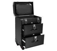 Valigetta cosmetica trolley a 3 livelli, grande valigetta per trucchi con ruote, per truccatori professionisti, parrucchieri, chiisti e cosmetologi, Nero , 36*23*58 cm, Classico