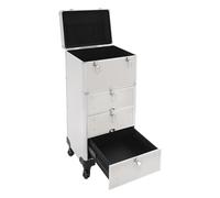 Valigetta cosmetica, trucco, custodia professionale con ruote, dotata di 3 cassetti e serratura di sicurezza - in lega di alluminio, adatta per riporre gioielli, argento, Gesamtgröße des Produkts: 34
