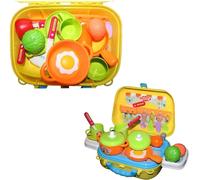 Valigetta Cucina Giocattolo Bambini con Fornello 20 Accessori Gioco e Tracolla