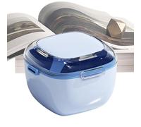Valigetta da bagno per protesi, contenitore portatile per denti artificiali, vassoio per risciacquo con scarico semplice, design robusto e resistente agli urti con ventilazione igienica, azzurro