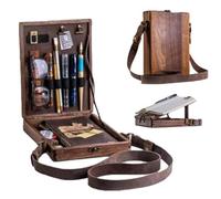 Valigetta da Viaggio In Legno per Autori, Scrittori, Porta Messaggi, Scatola D'arte In Legno Versatile, Borsa a Spalla Portatile per Schizzatori e Pittori