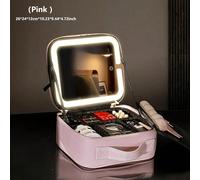 Valigetta da viaggio per il trucco con specchio e LED, divisori regolabili, grande capacità per organizzare cosmetici, rossetti, pennelli, prodotti per la cura della pelle, telefono, monete, adatta pe