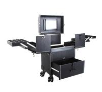 Valigetta da viaggio per trucchi con ruote, trolley per trucchi professionale con cassetti, grande valigetta in alluminio, per bigodini, set di pennelli e cosmetici