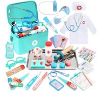 Valigetta Dottore Bambini,kit Dottoressa Bambina,con Vero Stetoscopio, Termometro, Camice da Medico e Borsa da Medico Portatile,Giochi Di Ruolo Per Ragazze e Ragazzi Di 3+ Anni