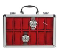 VALIGETTA IN ALLUMINIO PER 18 OROLOGI COLORE INTERNO ROSSO
