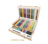 Valigetta in Legno 130 Pastelli 4.2 - TintaUnita + matita +gomma+ temperino