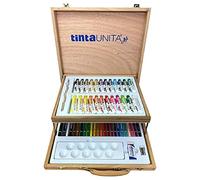 Valigetta in Legno 2 Piani 48Pz Colori Pastelli e tempere TINTA UNITA